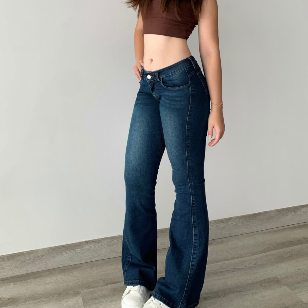 Low Rise Flared Azul